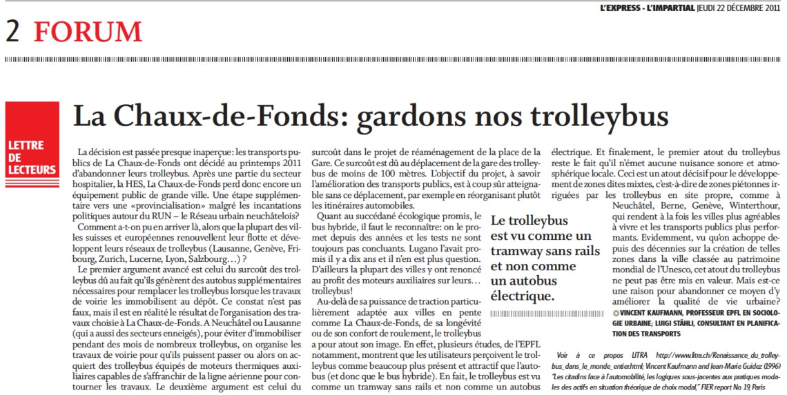 tribune libre de Luigi Stähli