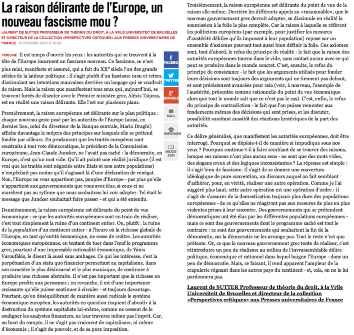 la raison délirante de l'Europe